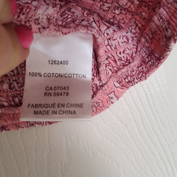 House Of Harlow Small Cotton Smocked Pink Tank Crop Top - Picture 4 of 4
